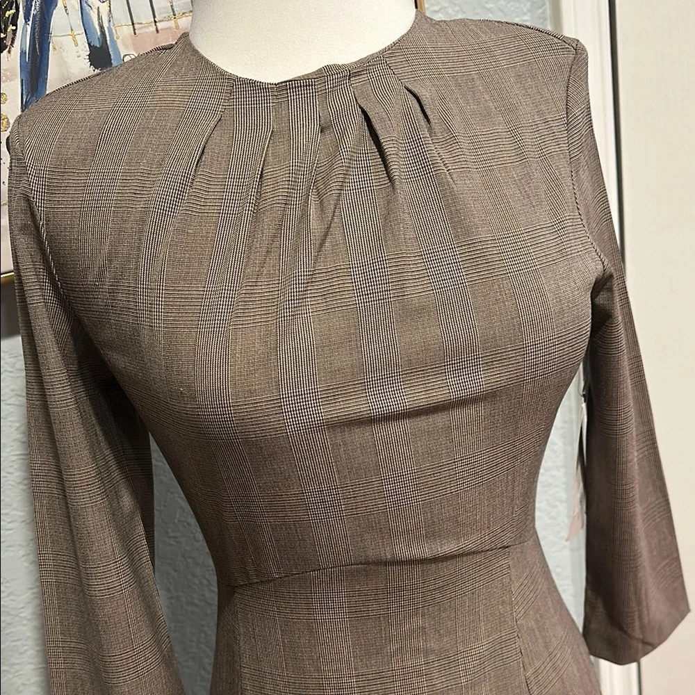 Zara Sz Small Chic Brown Sheath Dress • NWT! - Picture 2 of 15